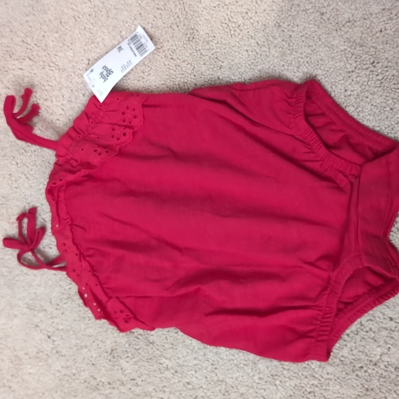 baby bgosh Other - Baby bgosh red girls tank onesie with lace trim on top new with tags 3 months